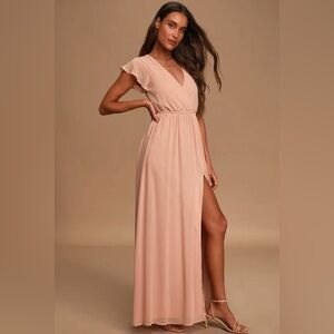 Lulus - Lost in the Moment Blush Maxi Dress - Size Medium